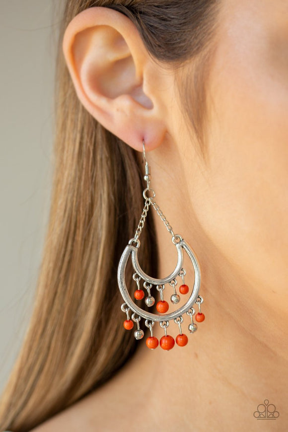 Paparazzi Free-Spirited Spirit Orange Fringe Earrings - Glitzygals5dollarbling Paparazzi Boutique 