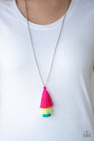 Paparazzi Triple The Tassel - Multi - Pink, Yellow and Blue Thread - Fringe Tassel Necklace and matching Earrings - Glitzygals5dollarbling Paparazzi Boutique 