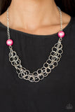 Paparazzi Daring Diva - Pink Pearls - Silver Necklace and matching Earrings - Glitzygals5dollarbling Paparazzi Boutique 