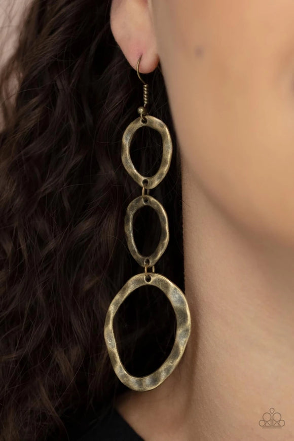 Paparazzi So OVAL It! - Brass Earrings - Glitzygals5dollarbling Paparazzi Boutique 