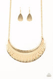 Paparazzi Large As Life - Gold - Half Moon Pendant - Necklace & Earrings - Glitzygals5dollarbling Paparazzi Boutique 