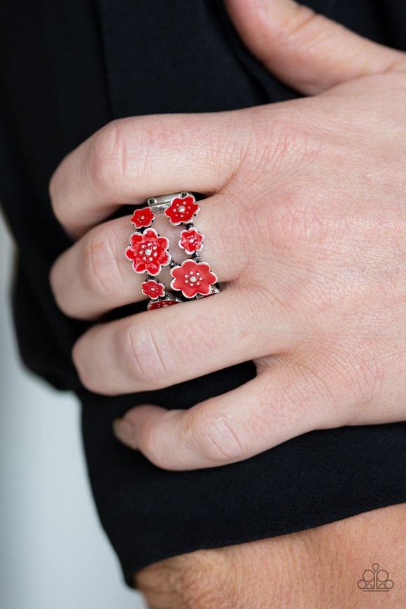 Floral Crowns - red - Paparazzi ring Flowers - Glitzygals5dollarbling Paparazzi Boutique 