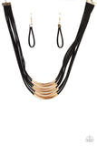 Paparazzi Walk The WALKABOUT - Gold - Black Suede - Necklace & Earrings - Glitzygals5dollarbling Paparazzi Boutique 