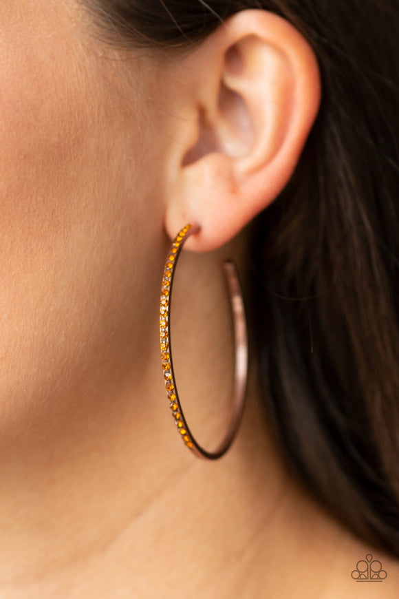 Paparazzi Trending Twinkle Copper Hoop Earrings - Glitzygals5dollarbling Paparazzi Boutique 