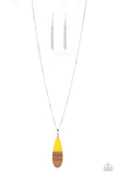 Paparazzi Going Overboard - Yellow - Wooden Pendant - Silver Chain Necklace & Earrings - Glitzygals5dollarbling Paparazzi Boutique 