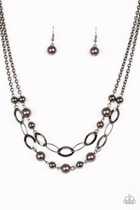 Paparazzi GLIMMER Takes All - Black - Gunmetal Hoops - Necklace and matching Earrings - Glitzygals5dollarbling Paparazzi Boutique 