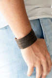 Paparazzi Ride and Wrangle - Brown - Distressed Leather Band - Bracelet - Glitzygals5dollarbling Paparazzi Boutique 