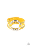 Paparazzi Studded Statement-Maker - Yellow Urban Bracelet - Glitzygals5dollarbling Paparazzi Boutique 