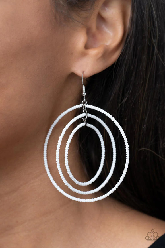 Colorfully Circulating White ~ Paparazzi Earring - Glitzygals5dollarbling Paparazzi Boutique 