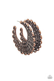 Paparazzi Funky Flirt - Copper - Antiqued Shimmer Filigree - Hoop Earrings - Glitzygals5dollarbling Paparazzi Boutique 