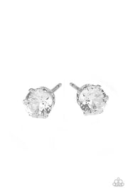 Paparazzi Delicately Dainty - White - Cubic Zirconia - Silver Post Earrings - Glitzygals5dollarbling Paparazzi Boutique 