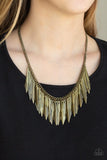 Paparazzi The Thrill-Seeker - Brass - Edgy Fringe Necklace and matching Earrings - Glitzygals5dollarbling Paparazzi Boutique 