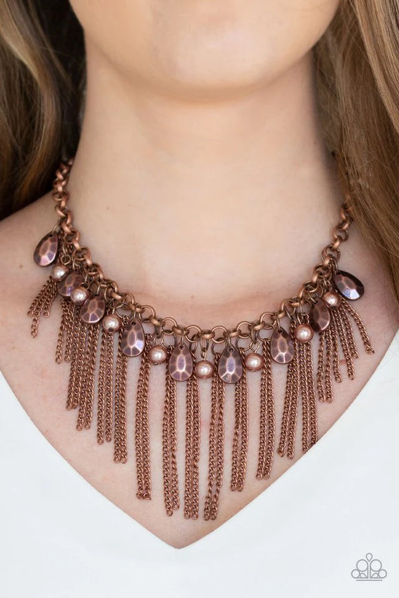 Industrial Intensity Copper ~ Paparazzi Necklace - Glitzygals5dollarbling Paparazzi Boutique 