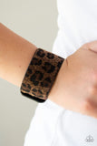 Paparazzi Cheetah Cabana - Brown - Fuzzy Cheetah Black Leather Band - Bracelet - Glitzygals5dollarbling Paparazzi Boutique 