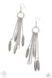 Paparazzi Earrings - Thrifty Tassel - Silver - Fashion Fix - February 2022 - Glitzygals5dollarbling Paparazzi Boutique 