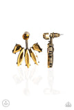 Paparazzi Stunningly Striking - Brass - Aurum Rhinestone - Double Sided - Post Earrings - Glitzygals5dollarbling Paparazzi Boutique 