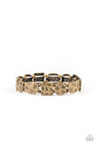 Paparazzi Hammered Harmony - Brass - Stretchy Band Bracelet - Glitzygals5dollarbling Paparazzi Boutique 