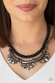 Paparazzi Bow Before the Queen Black Necklace - Glitzygals5dollarbling Paparazzi Boutique 