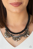 Paparazzi Bow Before the Queen Black Necklace - Glitzygals5dollarbling Paparazzi Boutique 