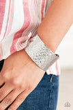 Paparazzi Simmering Shimmer Silver Bracelet Fashion Fix Exclusive Cuff - Glitzygals5dollarbling Paparazzi Boutique 