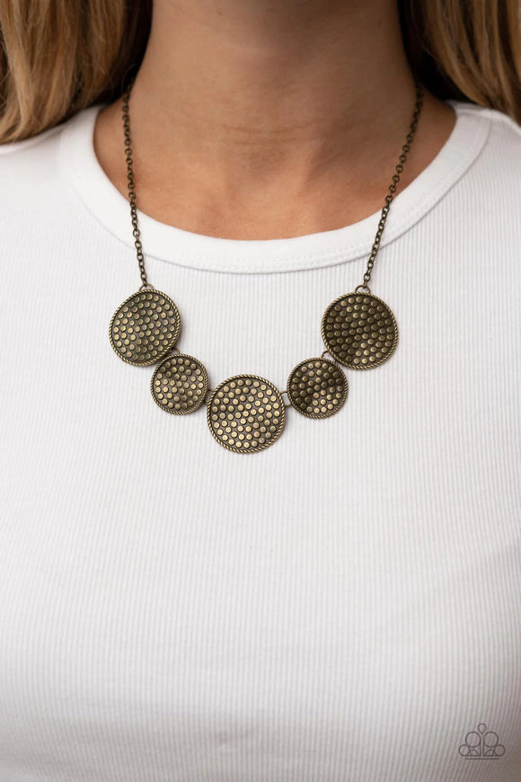 Self DISC-overy Brass ~ Paparazzi Necklace - Glitzygals5dollarbling Paparazzi Boutique 