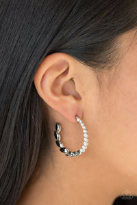 Paparazzi Prime Time Princess - Silver Marquise Cut Rhinestones - Hoop Earrings - Glitzygals5dollarbling Paparazzi Boutique 