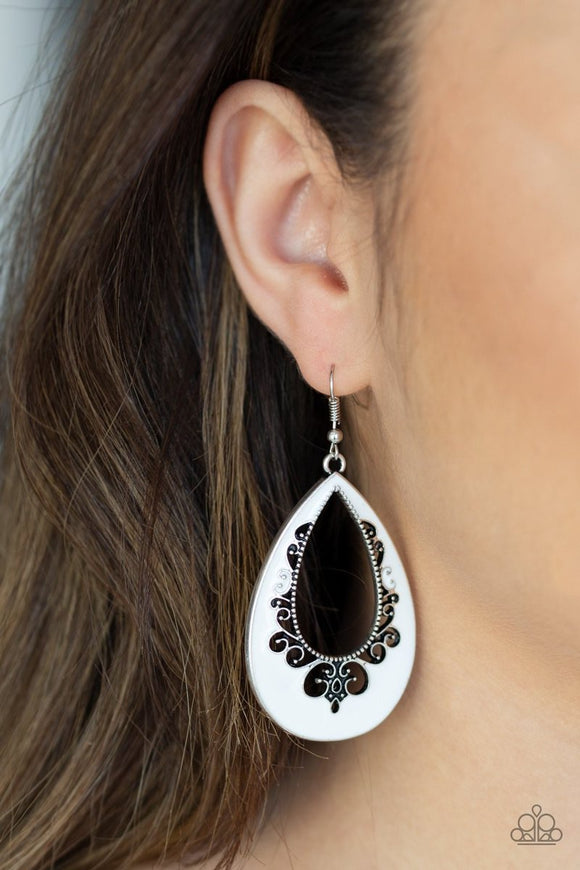 Compliments to the Chic - white - Paparazzi earrings - Glitzygals5dollarbling Paparazzi Boutique 