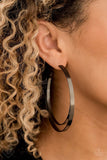 PAPARAZZI MOON CHILD METRO - BLACK Hoop Earrings Exclusive - Glitzygals5dollarbling Paparazzi Boutique 