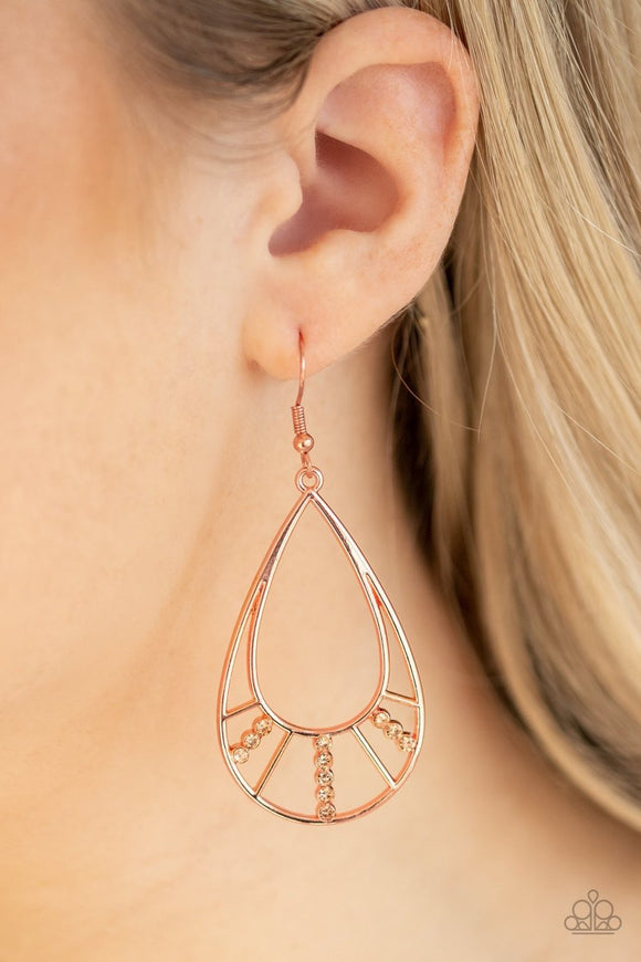 Line Crossing Sparkle - copper - Paparazzi earrings - Glitzygals5dollarbling Paparazzi Boutique 