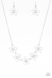 Hoppin’ Hibiscus Necklace White Paparazzi - Glitzygals5dollarbling Paparazzi Boutique 
