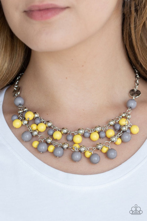 Paparazzi Seaside Soiree - Multi - Gray, Yellow and Silver Beads - Necklace and matching Earrings - Glitzygals5dollarbling Paparazzi Boutique 