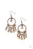 Paparazzi Earrings ~ Cosmic Chandeliers - Copper - Glitzygals5dollarbling Paparazzi Boutique 