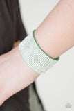 Paparazzi Roll With The Punches - Green - White Rhinestones - Wrap / Snap Bracelet - Glitzygals5dollarbling Paparazzi Boutique 