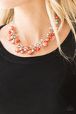 Paparazzi The Upstater – Orange Pearl Silver Bead Necklace - Glitzygals5dollarbling Paparazzi Boutique 