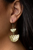 Triassic Triangles Brass Earring - Glitzygals5dollarbling Paparazzi Boutique 