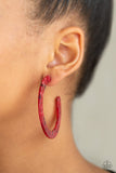 Paparazzi HAUTE Tamale - Red - Acrylic Hoop Earrings - Glitzygals5dollarbling Paparazzi Boutique 