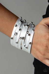 Paparazzi Go-Getter Glamorous - Silver - Leather Wrap Bracelet - Glitzygals5dollarbling Paparazzi Boutique 