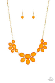 Paparazzi Flair Affair - Orange - Gold Chain Necklace and Earrings - Glitzygals5dollarbling Paparazzi Boutique 