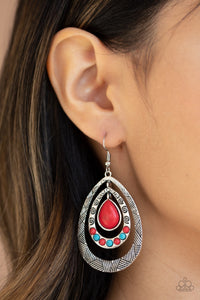 Paparazzi Terra Teardrops - Red Earrings - Glitzygals5dollarbling Paparazzi Boutique 