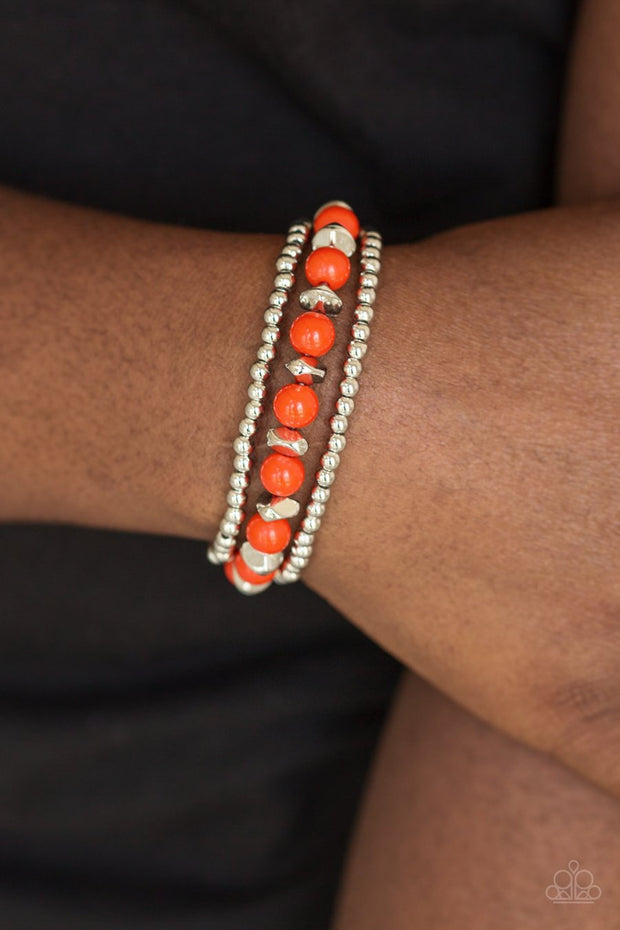 Paparazzi Epic Escape - Orange Beads - Set of 3 Bracelets - Glitzygals5dollarbling Paparazzi Boutique 