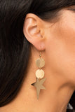 Star Bizarre Gold ~ Paparazzi Earring - Glitzygals5dollarbling Paparazzi Boutique 