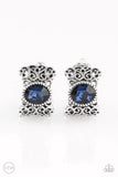 Paparazzi Glamorously Grand Duchess - Blue Clip On Earrings - Glitzygals5dollarbling Paparazzi Boutique 
