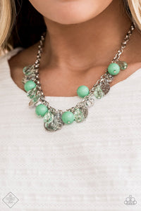 Paparazzi Prismatic Sheen - Green - Hammered Silver Discs - Necklace & Earrings - Fashion Fix / Trend Blend Exclusive April 2020 - Glitzygals5dollarbling Paparazzi Boutique 