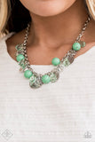 Paparazzi Prismatic Sheen - Green - Hammered Silver Discs - Necklace & Earrings - Fashion Fix / Trend Blend Exclusive April 2020 - Glitzygals5dollarbling Paparazzi Boutique 