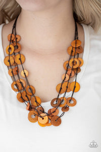 Paparazzi Wonderfully Walla Walla - Orange Wooden Necklace and matching Earrings - Glitzygals5dollarbling Paparazzi Boutique 