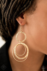 Eclipsed Edge - gold - Paparazzi earrings Fashion Fix Exclusive - Glitzygals5dollarbling Paparazzi Boutique 