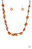 Paparazzi Waikiki Winds - Orange Wooden Necklace & Earrings - Glitzygals5dollarbling Paparazzi Boutique 