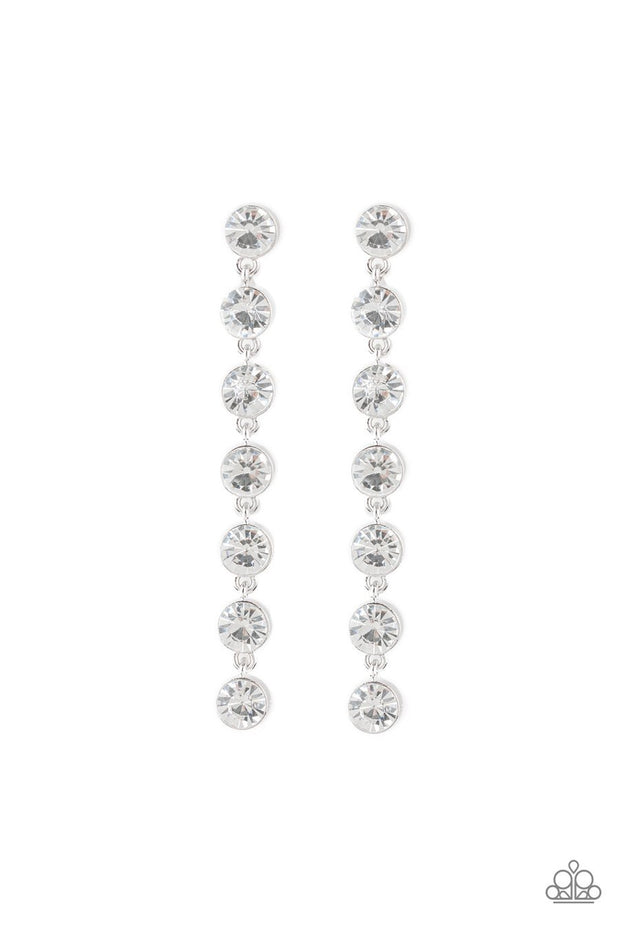 Paparazzi Dazzling Debonair - White - Rhinestones - Earrings ...