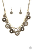 Paparazzi Meadow Masquerade - Brass - Necklace & Earrings - Glitzygals5dollarbling Paparazzi Boutique 