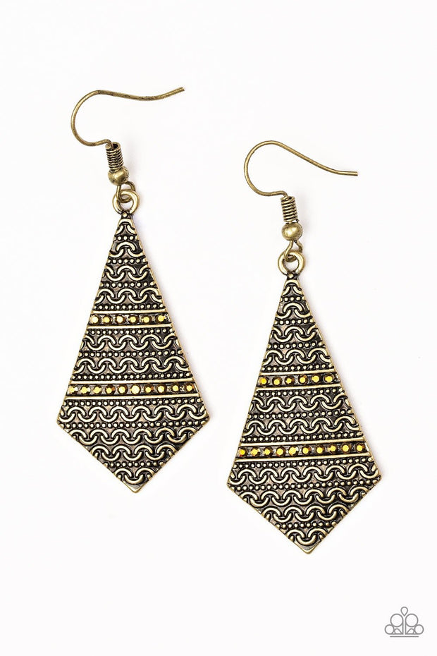 Paparazzi Terra Trending Brass Earrings - Glitzygals5dollarbling Paparazzi Boutique 